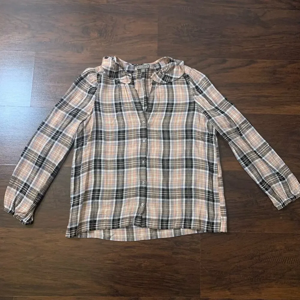 Point Sur J. Crew plaid long sleeve button down flannel shirt size S